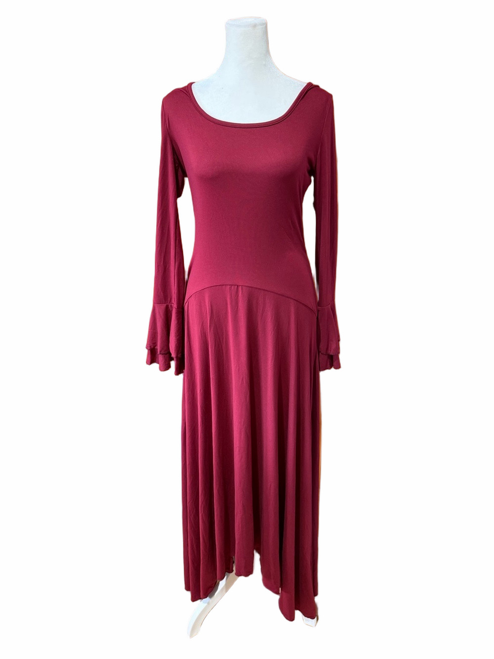BNWT Misguided Long Sleeve Scoop Neck Maxi Dress in Wine Red